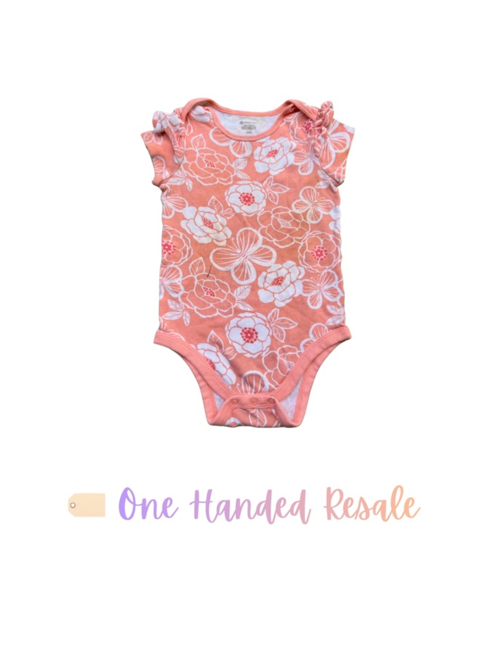 🪸 Member’s Mark Coral White Floral Baby One-Piece Bodysuit 18M